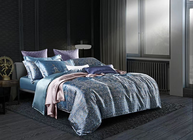 16 Momme Starry Sky Printed Silk Bedding Set - image 1