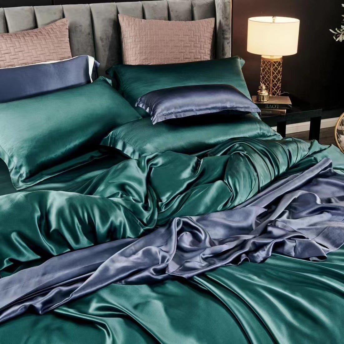 Forest Green 25 Momme silk bedding set