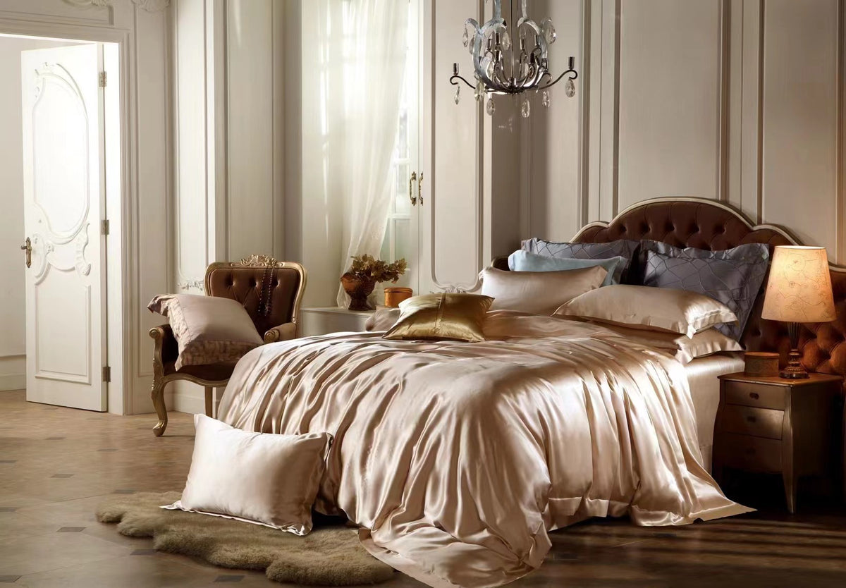 Mocha 25 Momme silk bedding set
