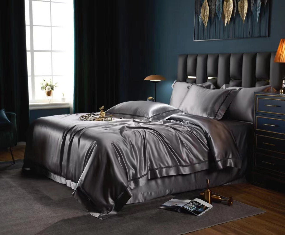 19 Momme Silver Gray Silk Bedding Set