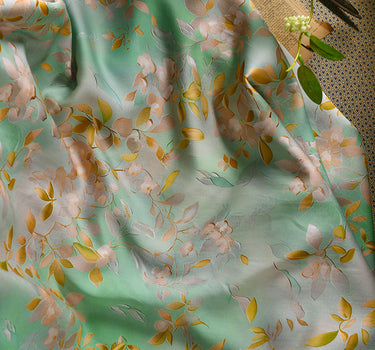 RYYUELIU - Hight 60 Count Rayon Satin Faux Silk Chinese Style Floral Cheongsam Dress Fabric - 145cm wide by the Yard