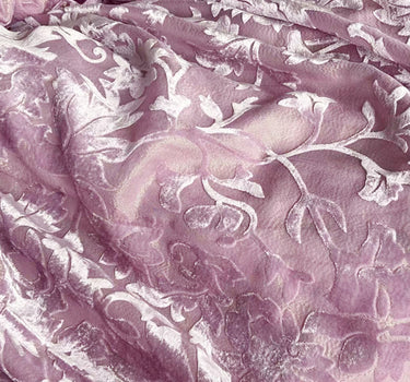 BVTFENZSE -  Pinkpurple Floral Semi-Sheer Metallic Gold Burnout Silk Velvet Fabric - 140cm wide by the Yard