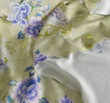 RYHUAWEI - Hight 60 Count Rayon Satin Faux Silk Chinese Style Floral Cheongsam Dress Fabric - 145cm wide by the Yard