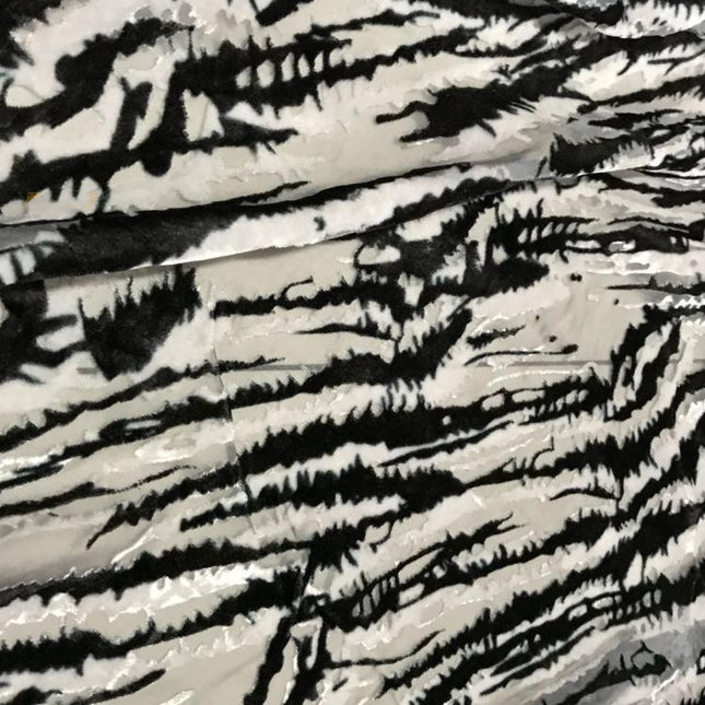 BANMAW - Black and White Zebra Print  Semi-sheer with a Draping Effect  Burnout Silk Velvet Satin Fabric - 114cm wide by the Yard