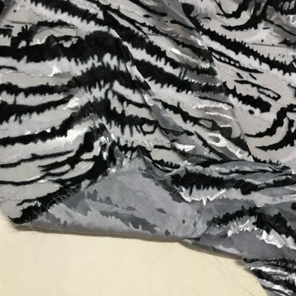 BANMAW - Black and White Zebra Print  Semi-sheer with a Draping Effect  Burnout Silk Velvet Satin Fabric - 114cm wide by the Yard