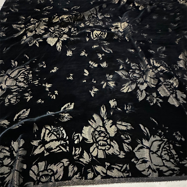 ZJINLB - New Soft and Comfortable Opaque Jacquard Silk Burnout Velvet Fabric - 135cm wide by the Yard