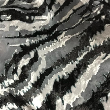 BANMAW - Black and White Zebra Print  Semi-sheer with a Draping Effect  Burnout Silk Velvet Satin Fabric - 114cm wide by the Yard