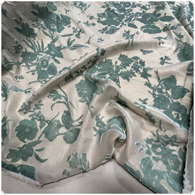 ZJINLL - New Soft and Comfortable Opaque Jacquard Silk Burnout Velvet Fabric - 135cm wide by the Yard