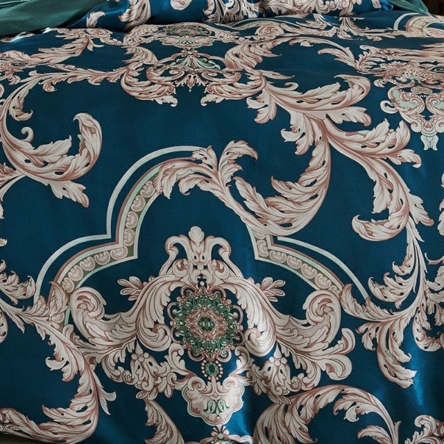 16 Momme Blue Phoenix Printed Silk Bedding Set - image 6
