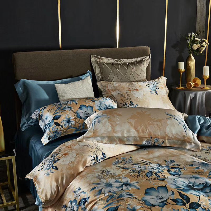 16 Momme Blue Porcelain Printed Silk Bedding Set - image 2