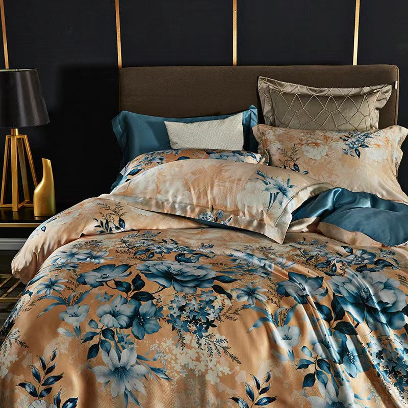16 Momme Blue Porcelain Printed Silk Bedding Set - image 3