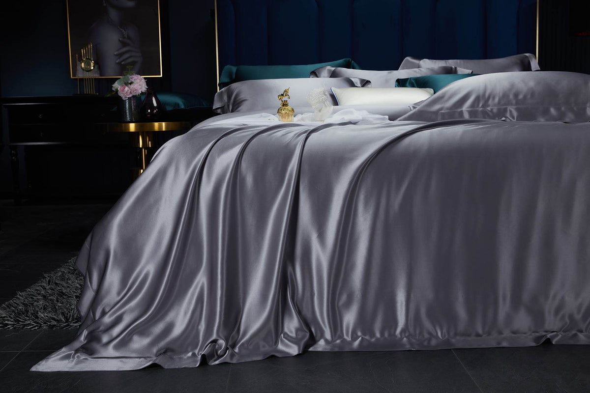 19 Momme Bluish Gray Silk Bedding Set