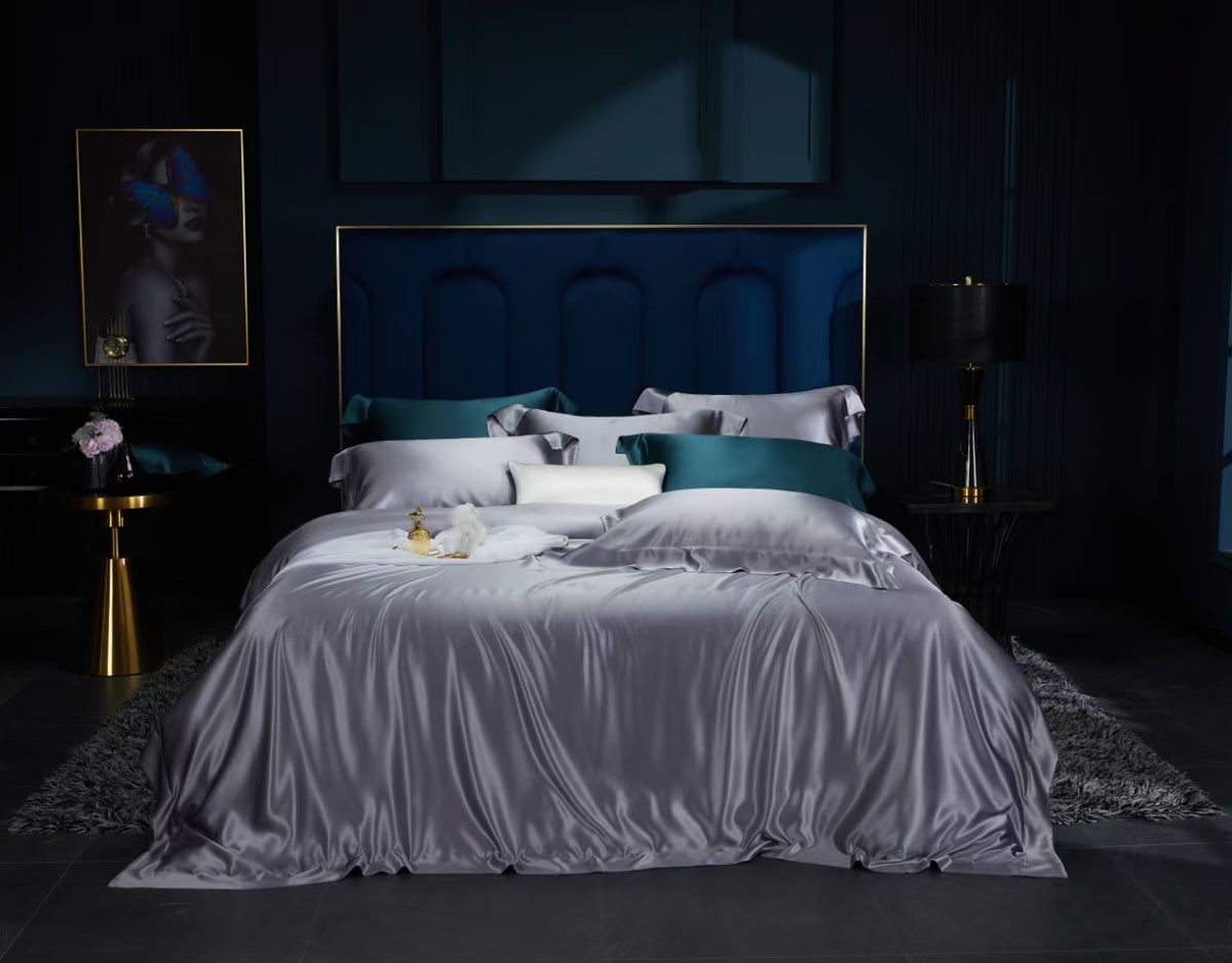 19 Momme Bluish Gray Silk Bedding Set