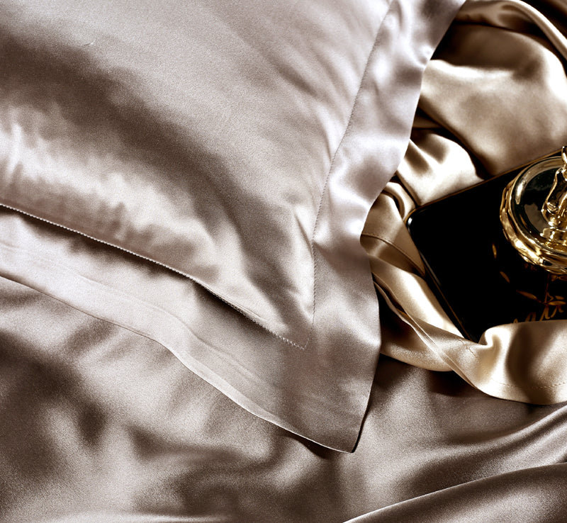 Dark Gold silk bedding detail
