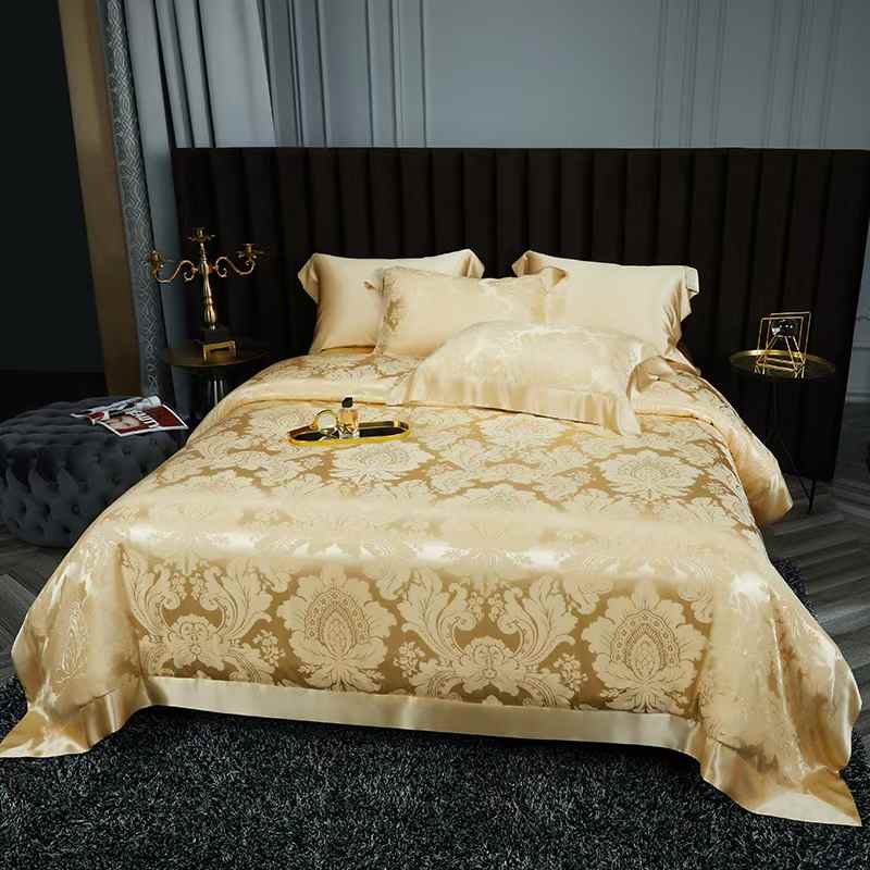 19 Momme Gold Evergreen Jacquard Silk Bedding Set