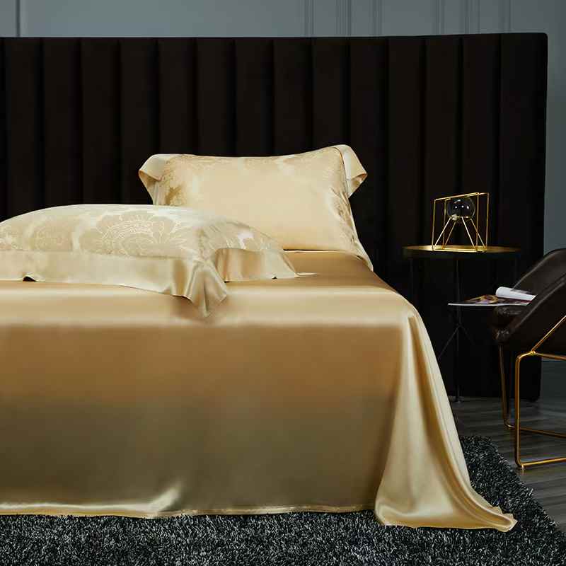 19 Momme Gold Evergreen Jacquard Silk Bedding Set