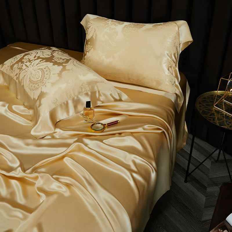 19 Momme Gold Evergreen Jacquard Silk Bedding Set