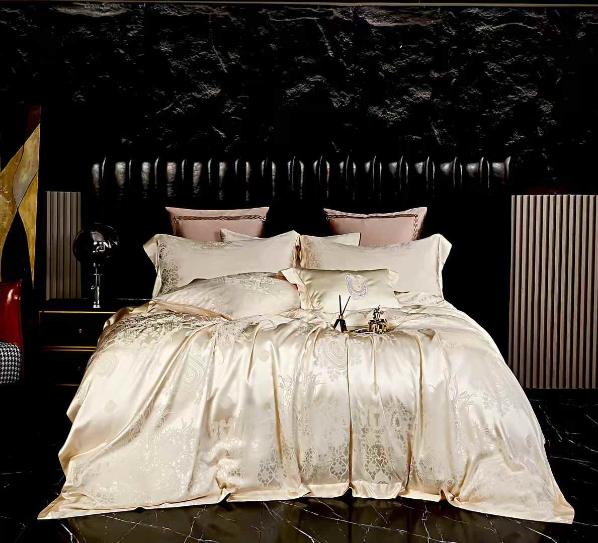 19 Momme Ivory Jacquard Silk Bedding Set