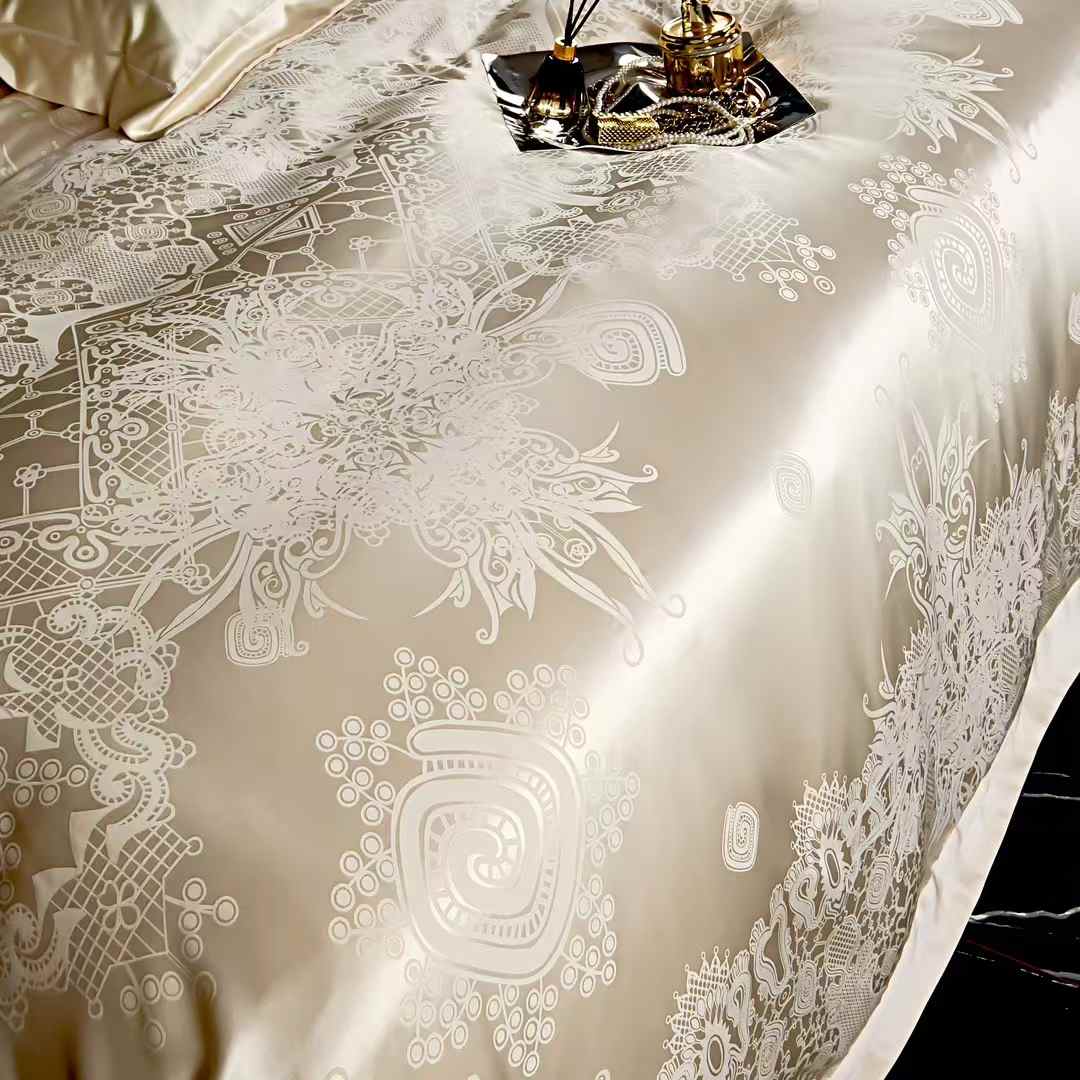 19 Momme Ivory Jacquard Silk Bedding Set