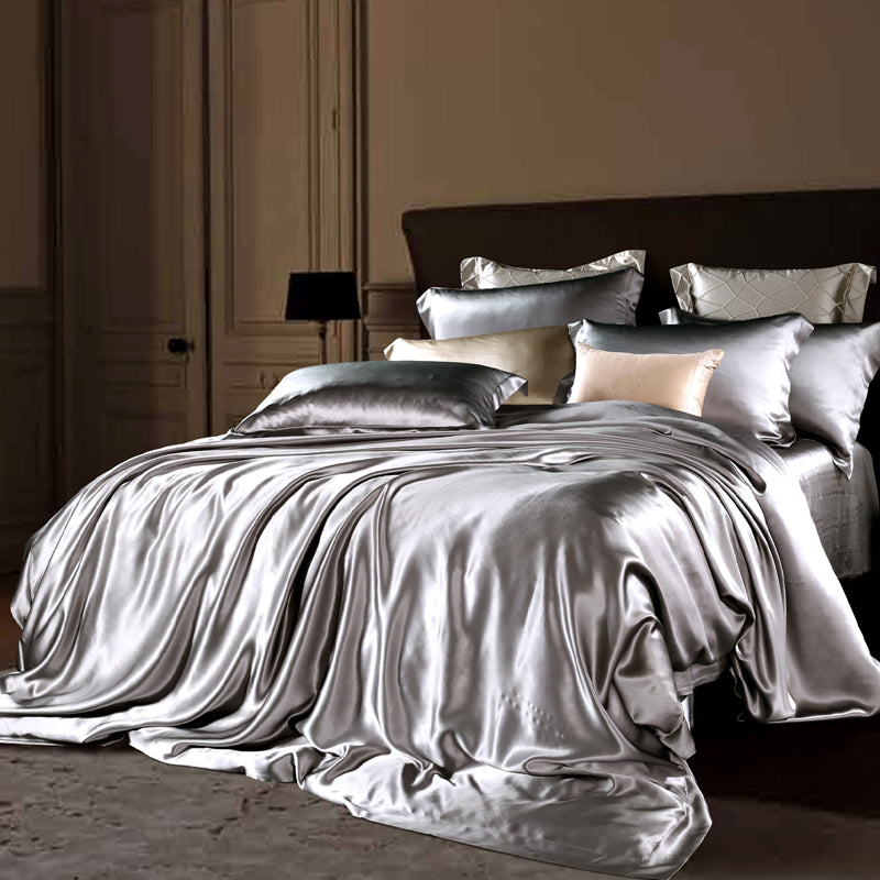 19 Momme Silver Gray Silk Bedding Set