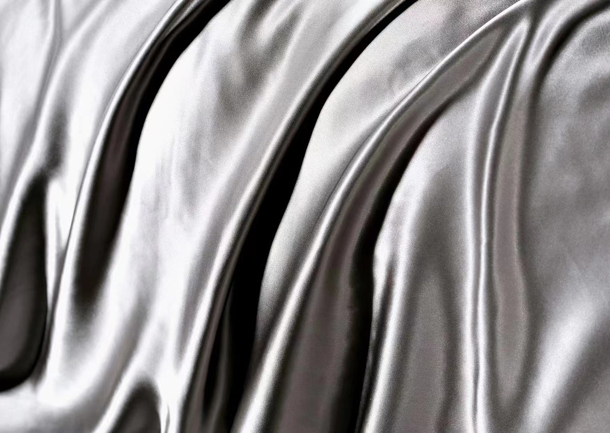 Silver Gray silk fabric detail