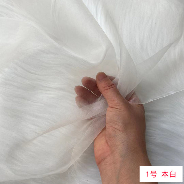 CUNSOG - 6 momme White Series Solid-colored Stiff Tulle Silk Organza Fabric - 135cm wide by the Yard