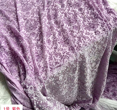 DAZISA - Beautiful Light Purple Paisley Printing Silk Velvet Fabric - 140cm wide by the Yard