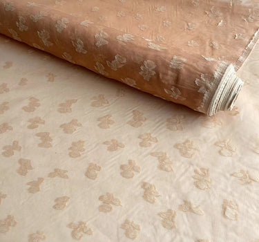 QINFUJ - 8 momme Skin-friendly Cut-out Floral Print Silk Organza Fabric - 140cm wide by the Yard