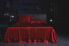 Crimson 25 Momme lace silk bedding set