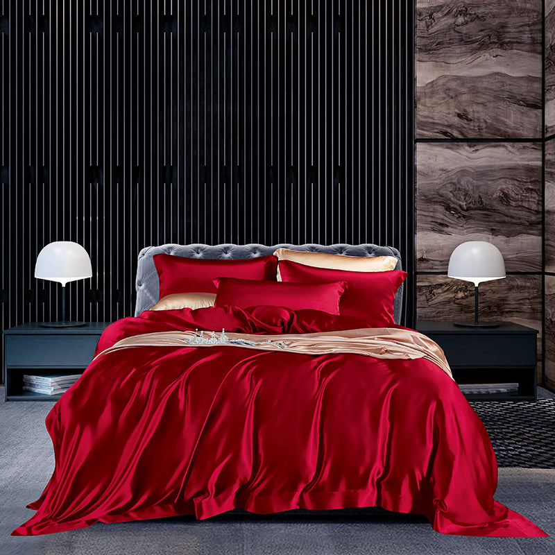 Crimson 25 Momme silk bedding set
