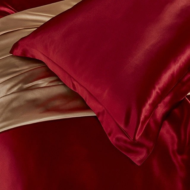 Crimson 25 Momme silk bedding set