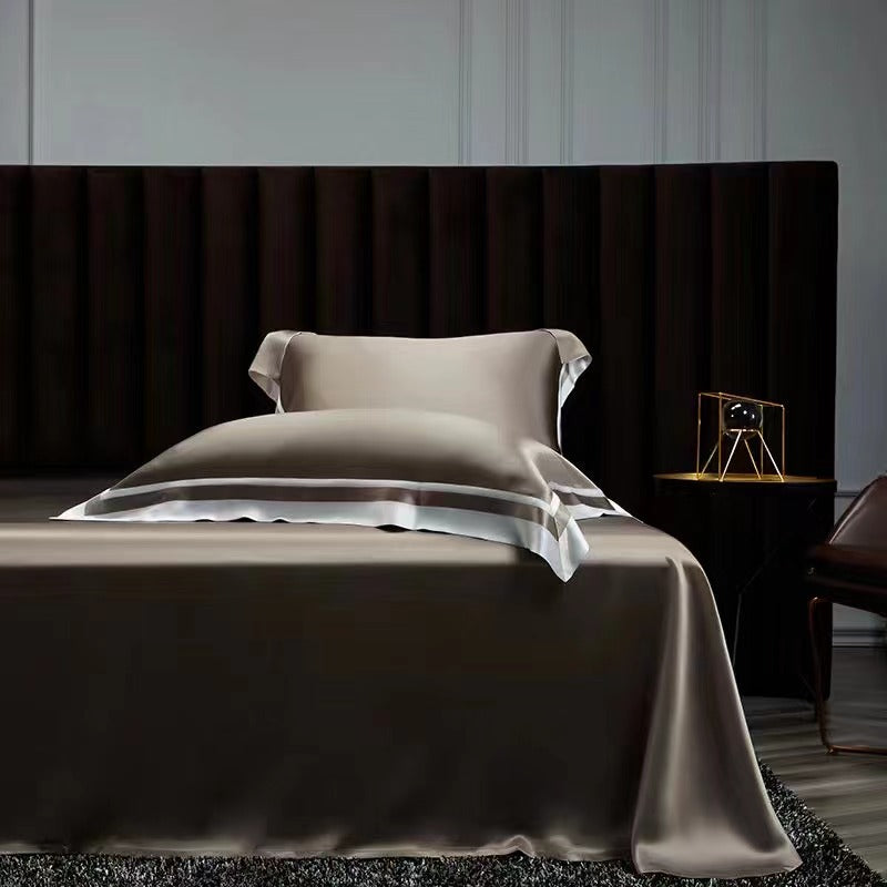 25 Momme Dark Gold Wide-Border Silk Bedding Set