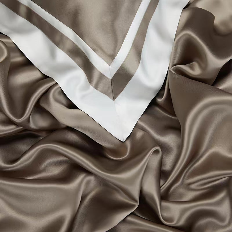 25 Momme Dark Gold Wide-Border Silk Bedding Set
