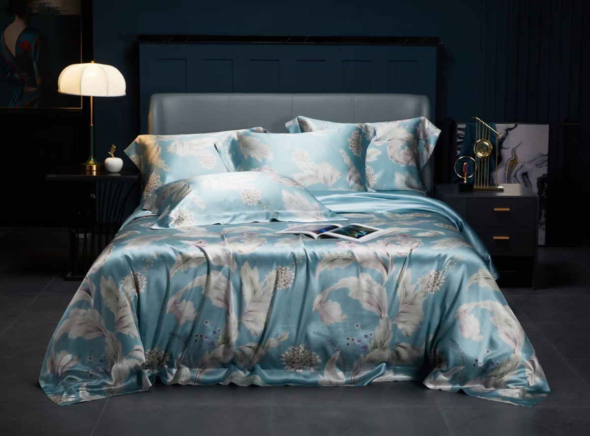 Floral 25 Momme silk bedding set