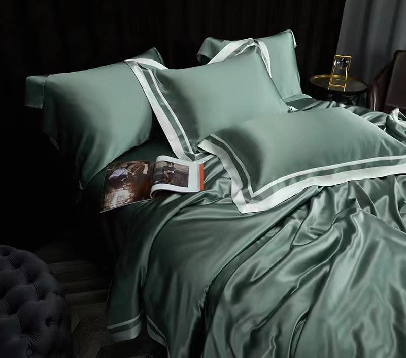 19 Momme Matcha Green Silk Bedding Set - view 2