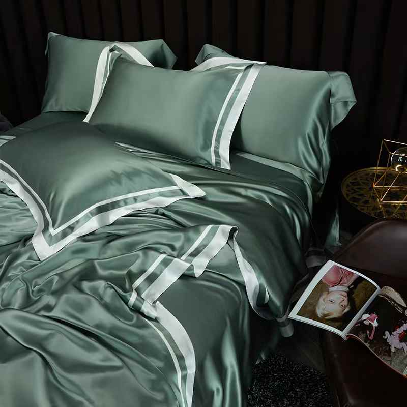 19 Momme Matcha Green Silk Bedding Set - view 4