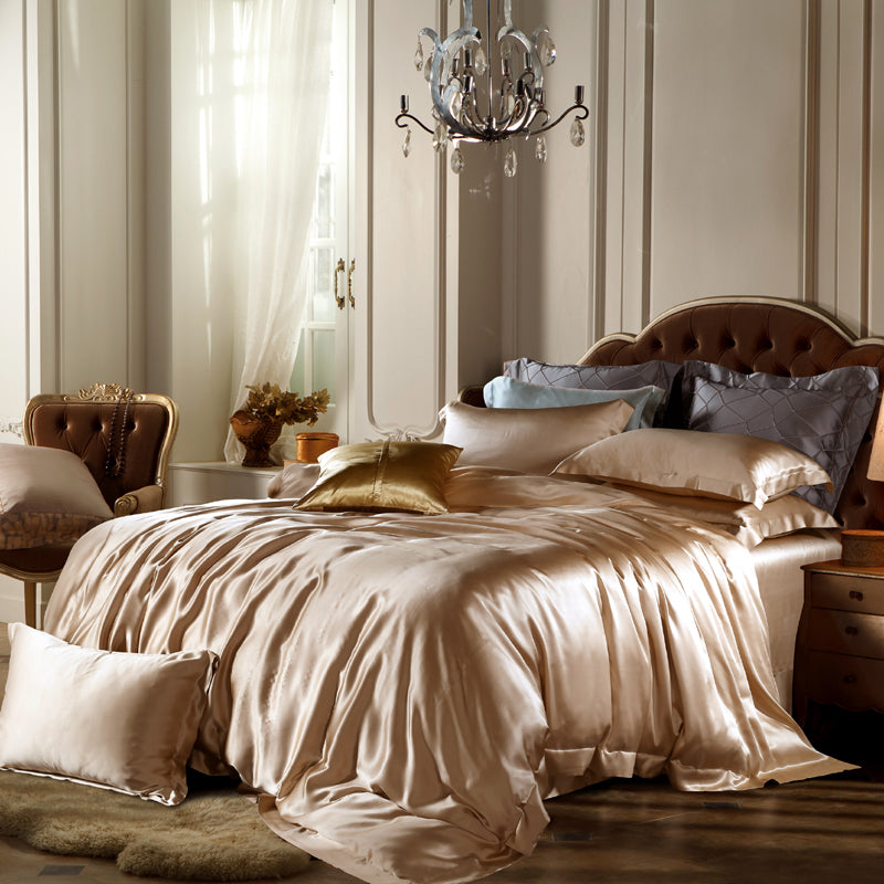 Mocha 25 Momme silk bedding set
