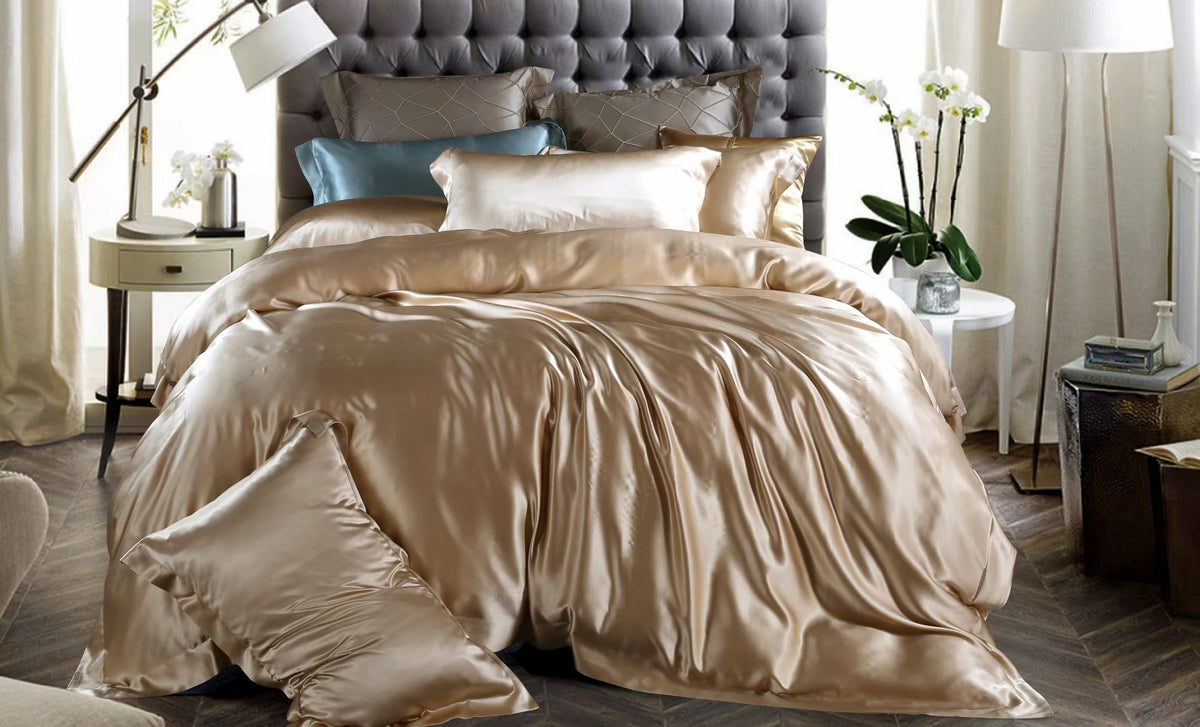 Mocha 25 Momme silk bedding set