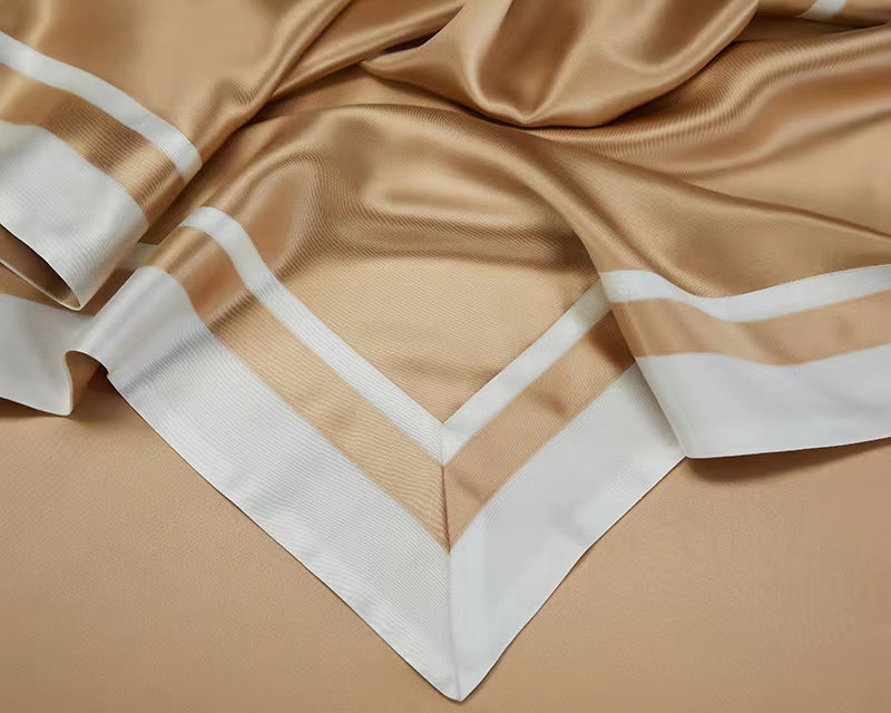 25 Momme Mocha Wide-Border Silk Bedding Set