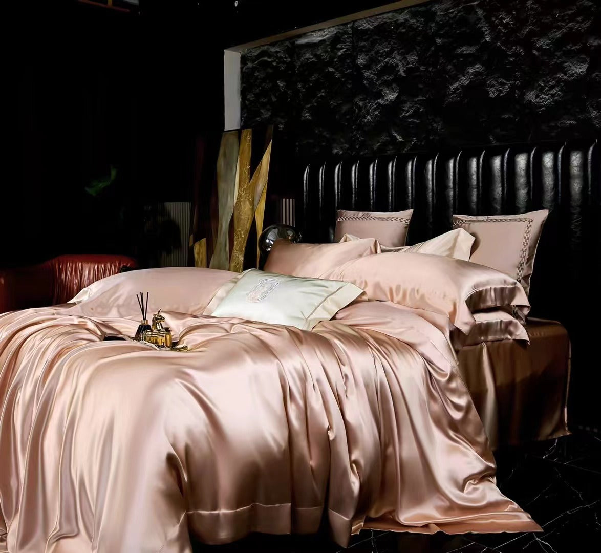 Nude Pink 25 Momme silk bedding set