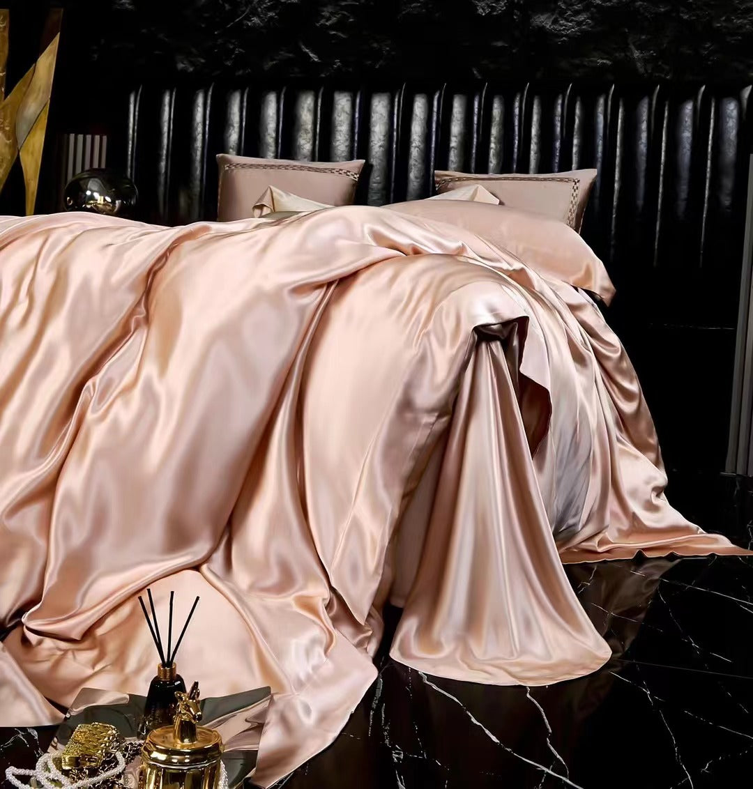Nude Pink 25 Momme silk bedding set