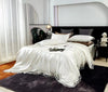 Pearl White 25 Momme lace silk bedding set