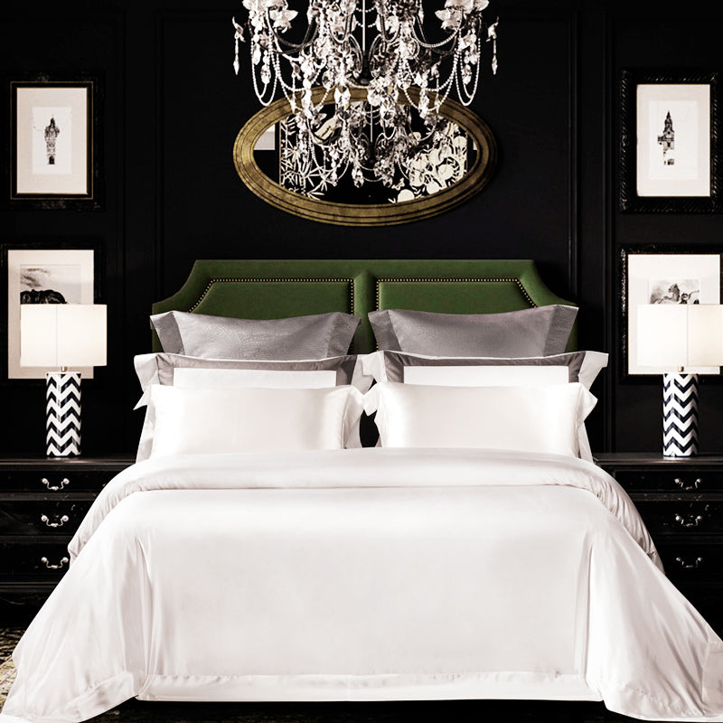 25 Momme Pearl White Silk Bedding Set — Bedroom view