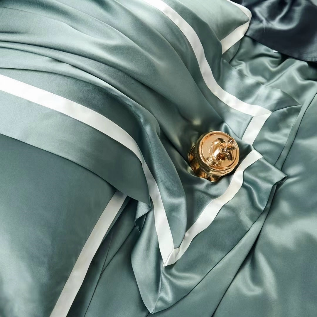 25 Momme Sage Wide-Border Silk Bedding Set