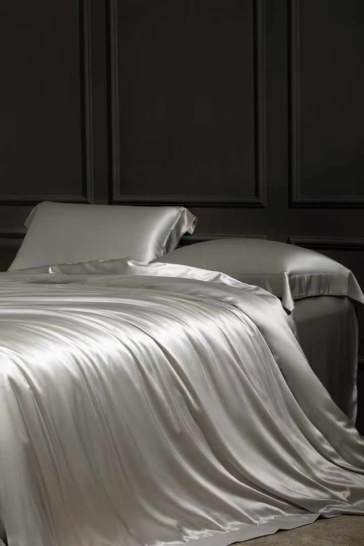 Silver 25 Momme silk bedding set