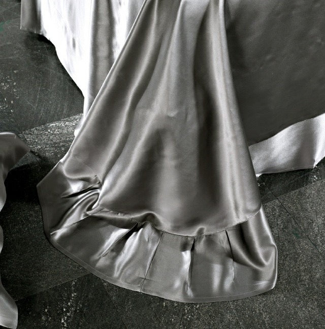 Smoky Gray 25 Momme silk bedding set
