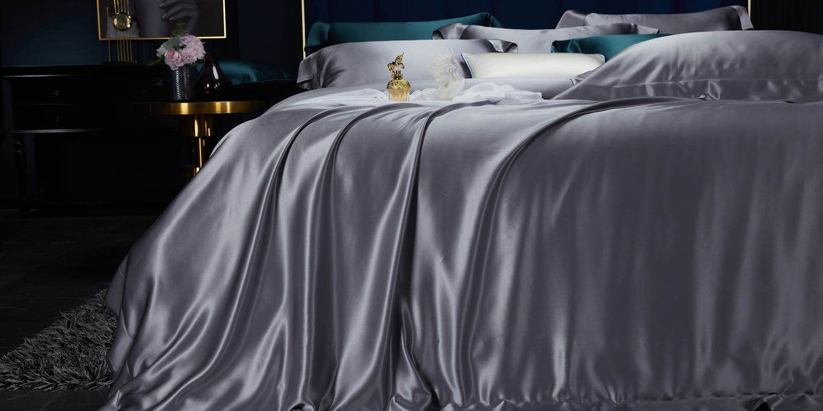 30 Momme Bluish Gray Silk Bedding Set
