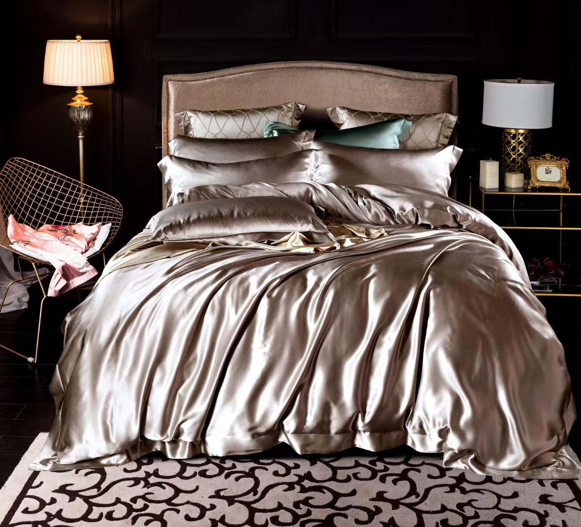 30 Momme Dark Gold Silk Bedding Set
