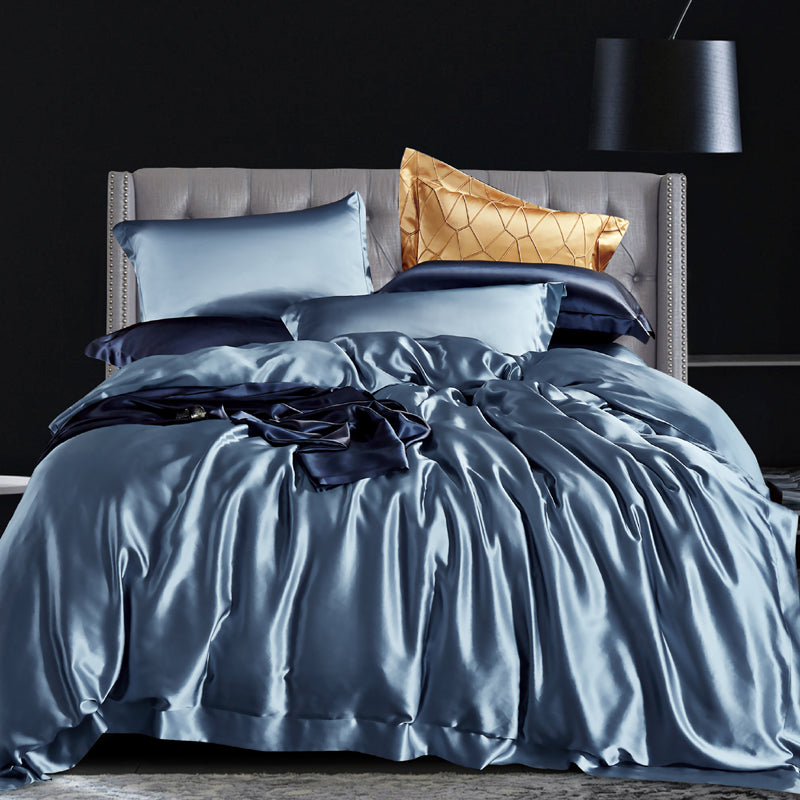 30 Momme Dust Blue Silk Bedding Set