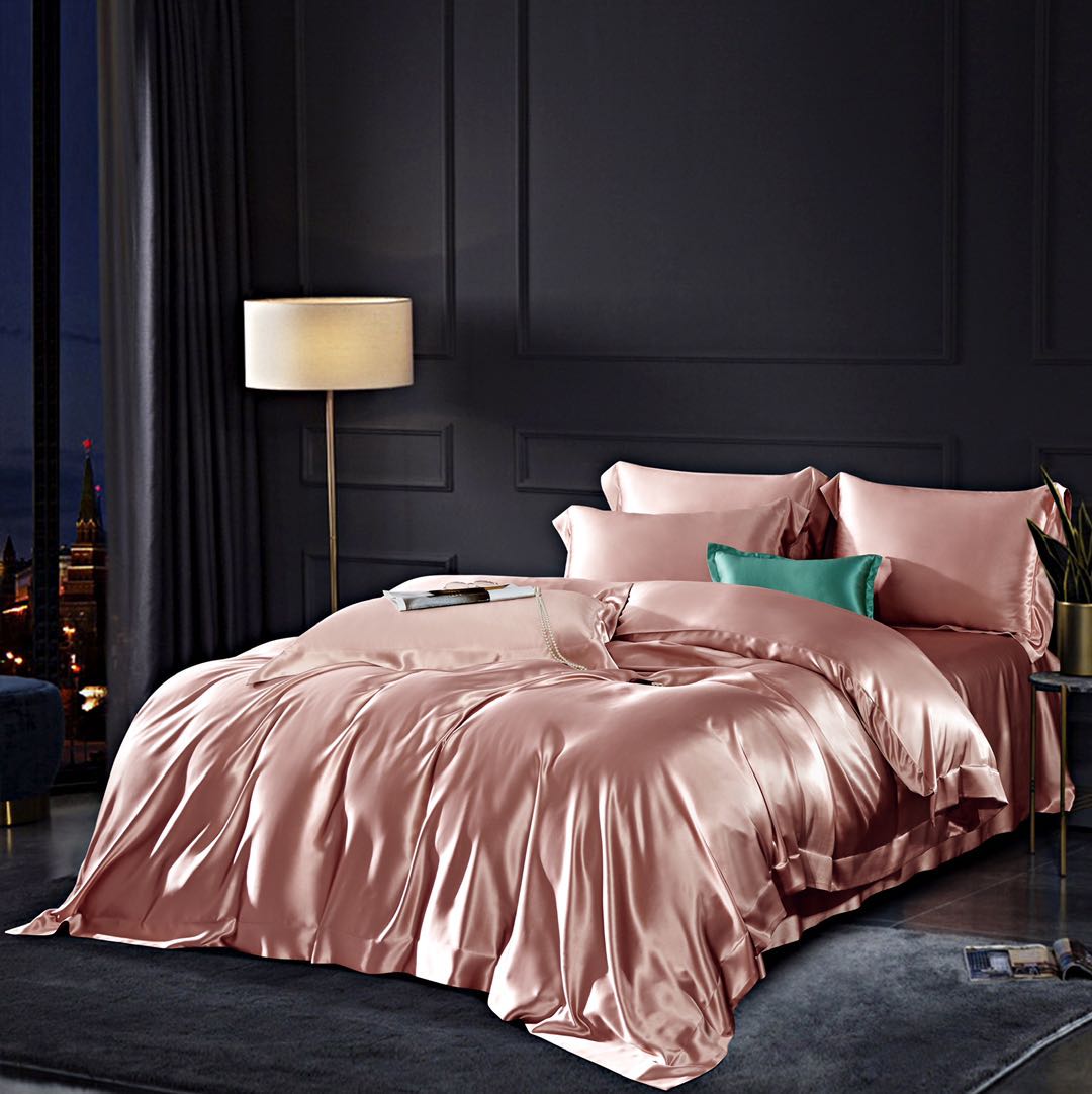 30 Momme Sweet Pink Silk Bedding Set